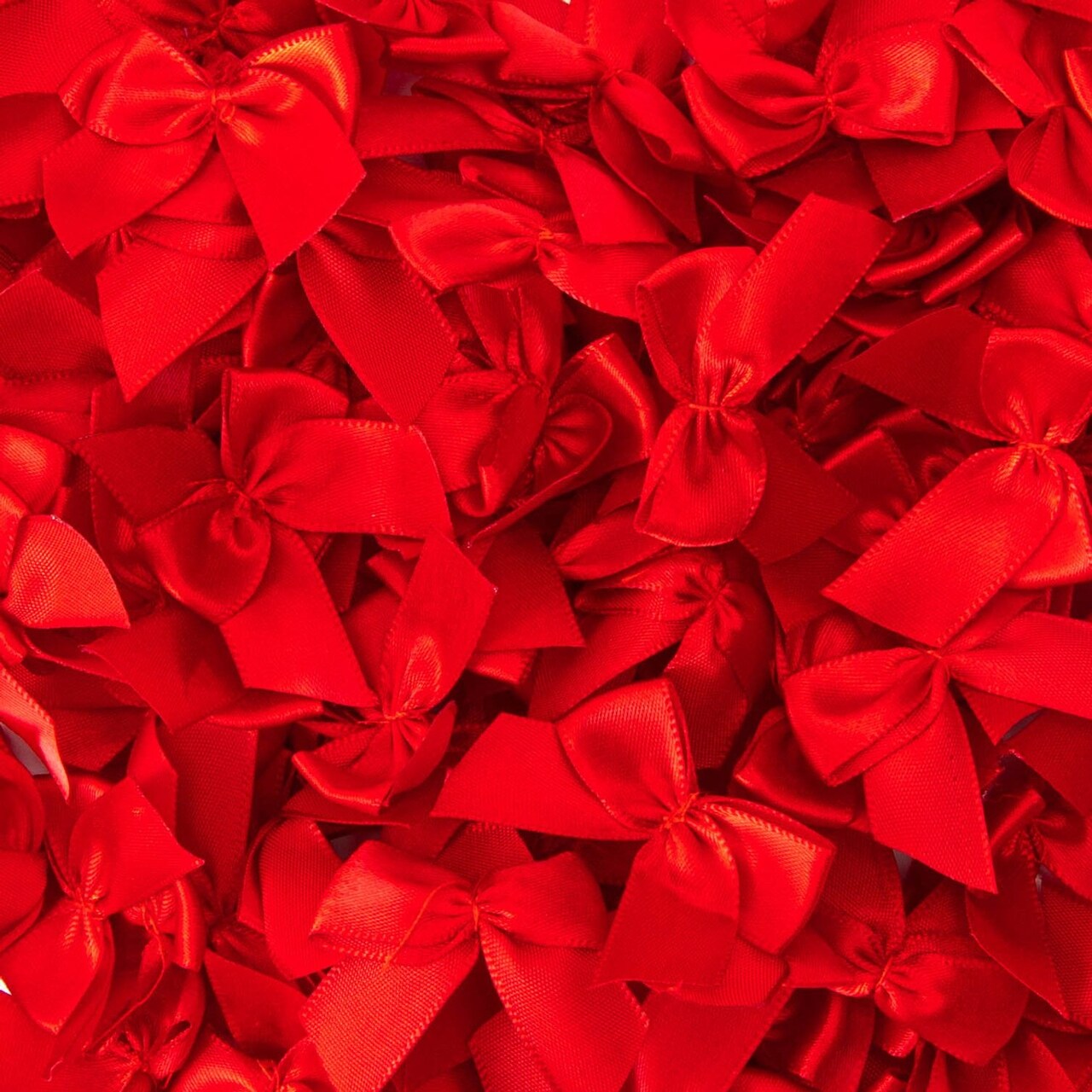 Mini Satin Ribbon Bows with Self-Adhesive Tape (Red, 1.5 Inches, 200-Pack)